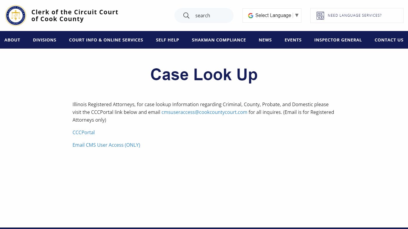 Case Look Up | Clerk of the Circuit Court of Cook County